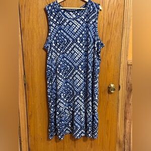 Cuddl Duds blue and white sleeveless midi sleep dress‎ sz 3X P